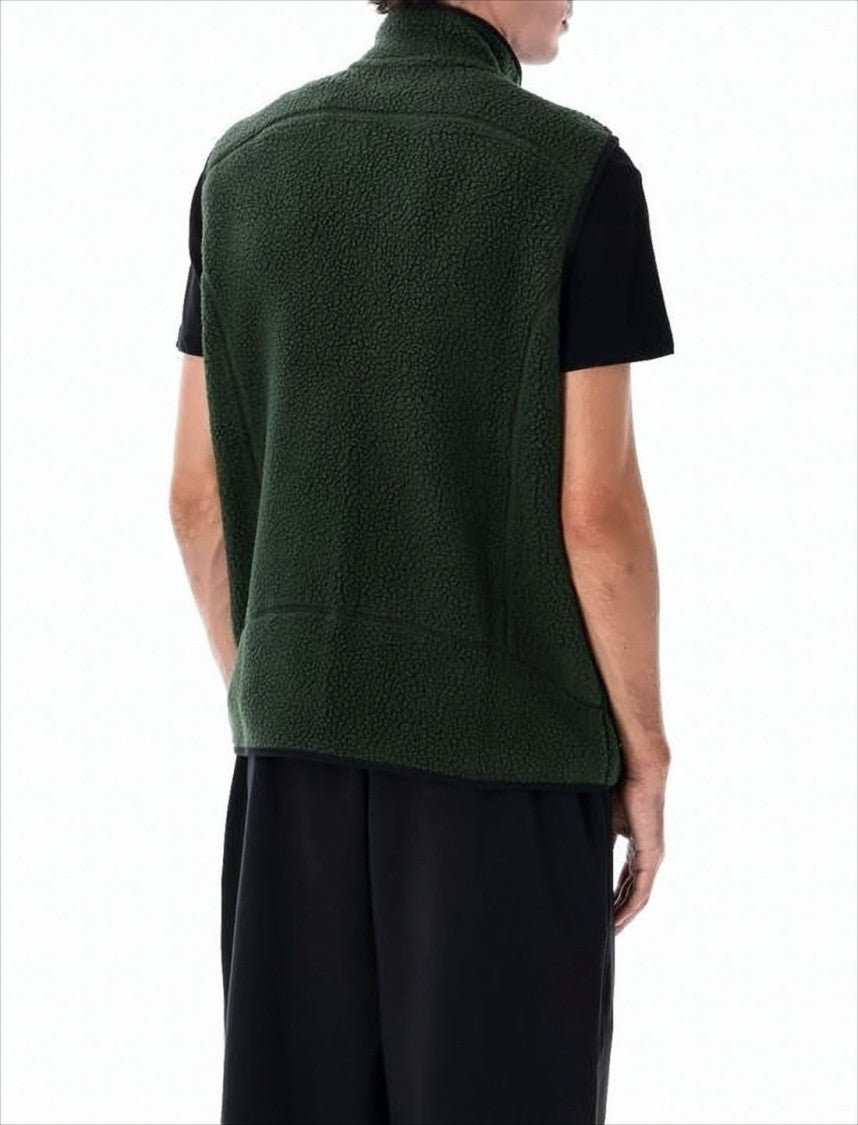 Patagonia Relaxed-Fit Green Fleece Vest With High Collar