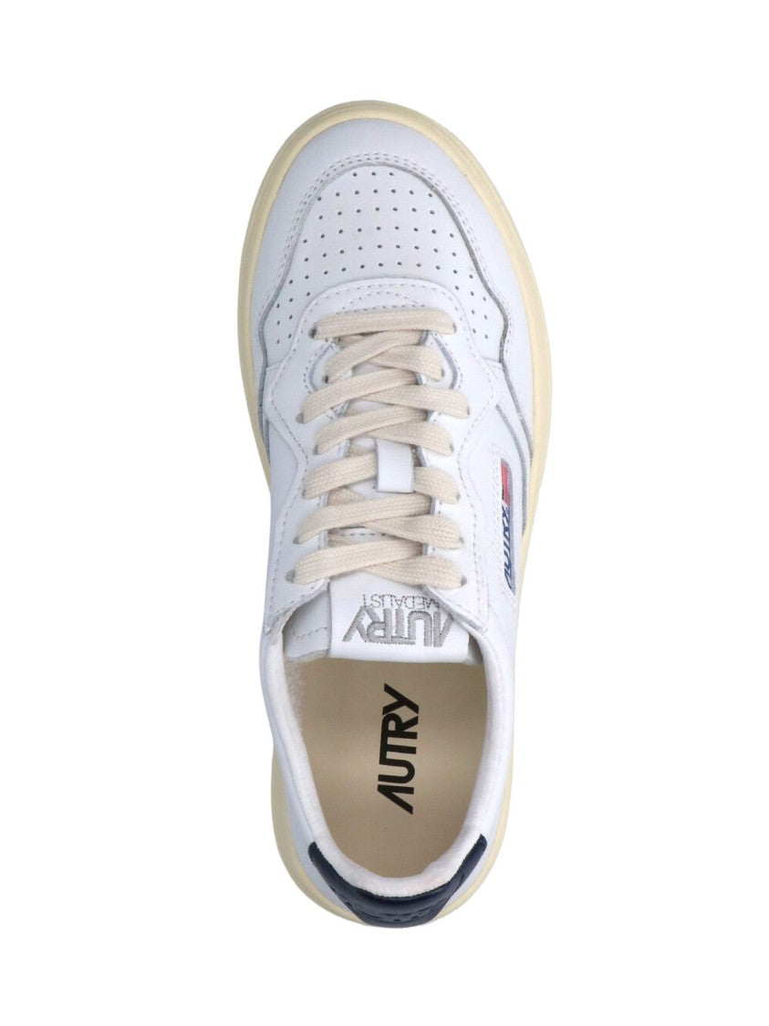 Autry White Medalist Leather Low-Top Sneakers