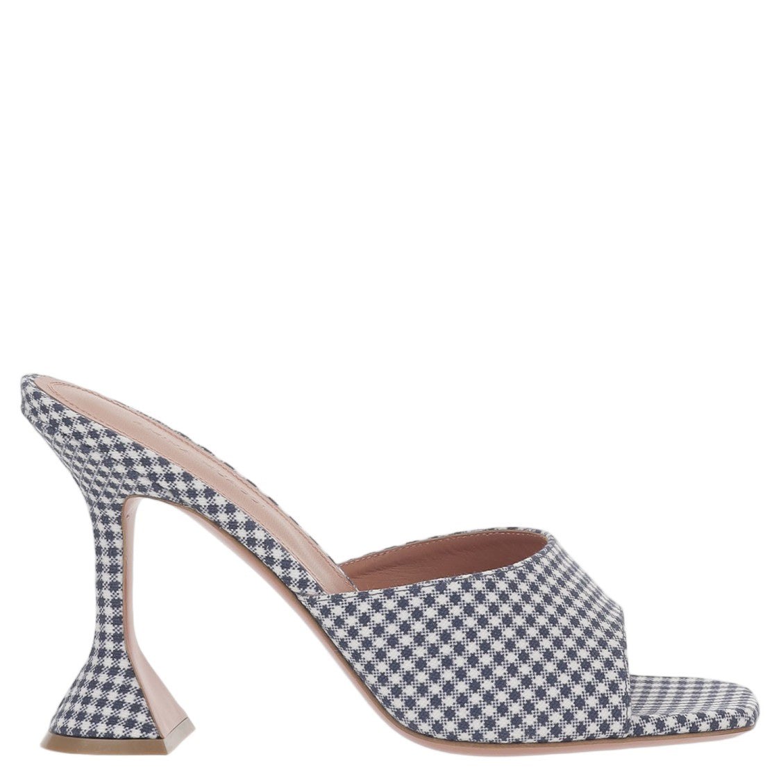 Amina Muaddi Gingham Fabric And Leather Open-Toe Sandals With Chunky Heel