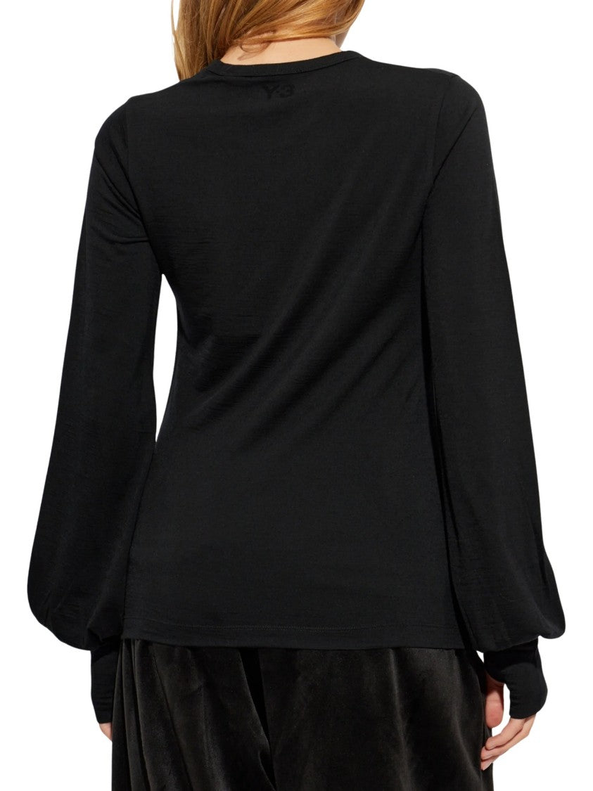 Y-3 Cnch Drape Striped Voluminous Sleeve Black Sweater