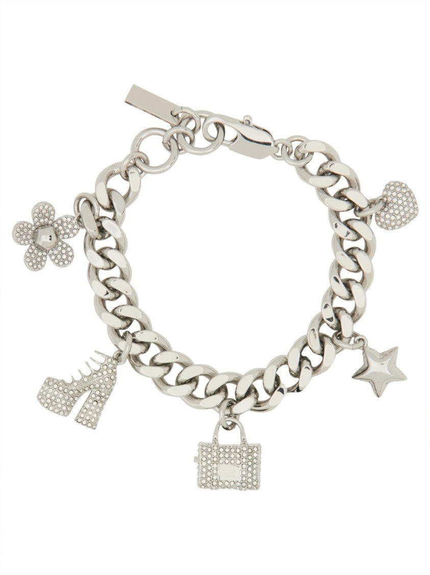 Marc Jacobs Silver-Tone Charm Bracelet With Pave Mini Icon Charms