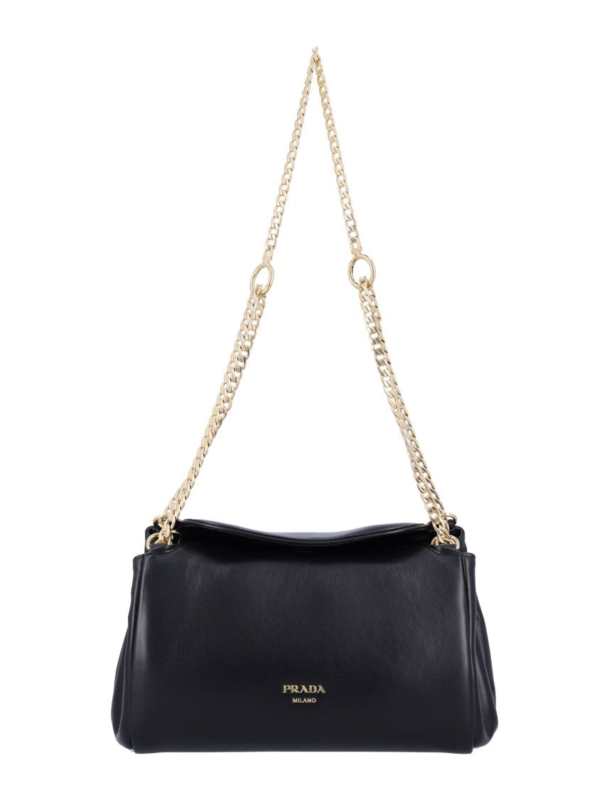 Prada Small Tumulte Nappa Leather Bag With Flap Closure And Removable Chain Strap