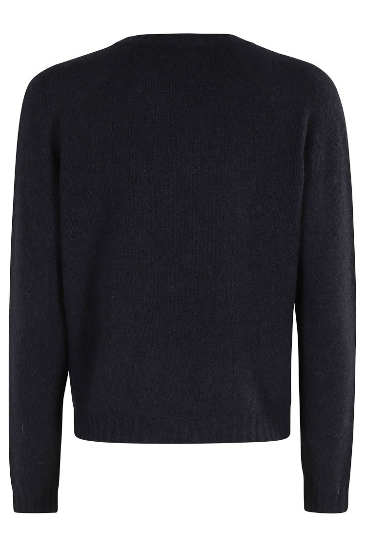 Roberto Collina Long-Sleeve Navy V-Neck Knit Sweater