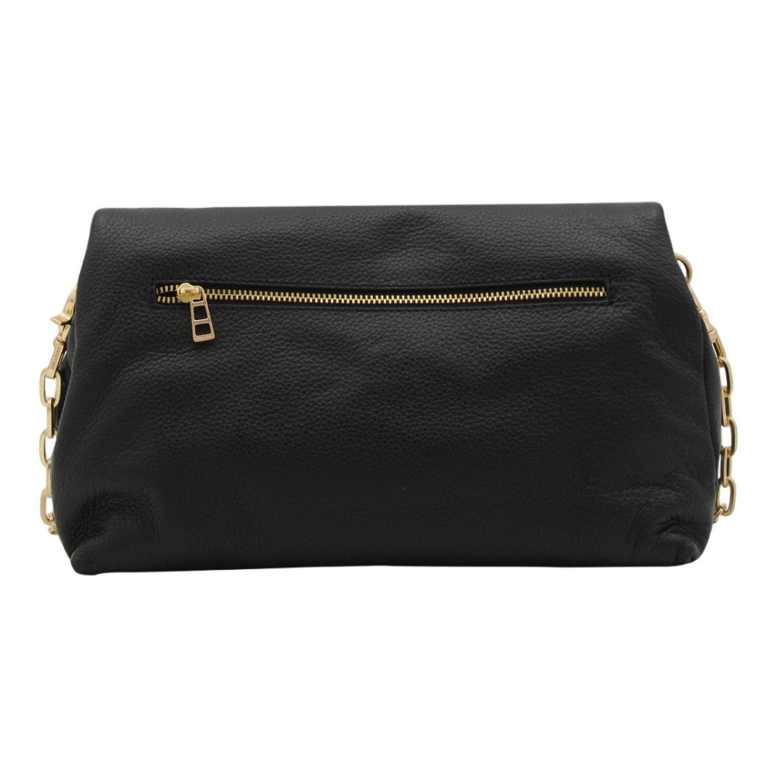 Zadig & Voltaire Black Leather Shoulder Bag With Fold-Over Flap