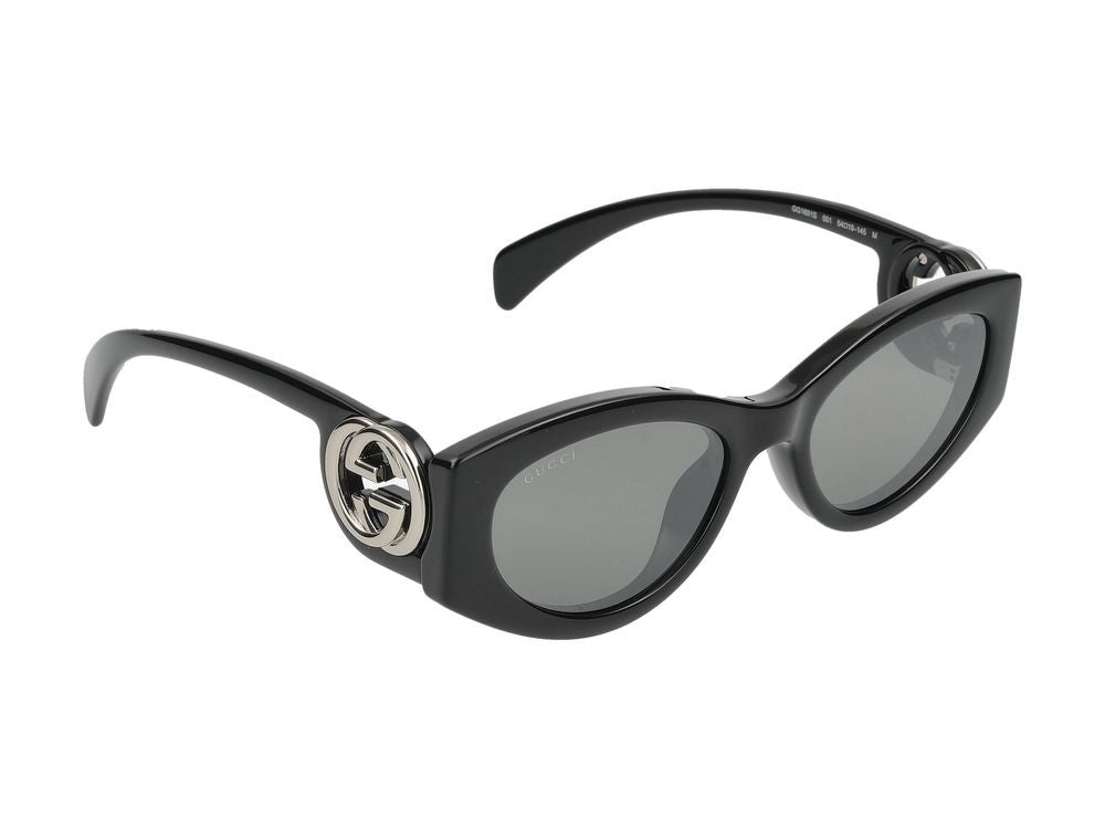 Gucci Black Silver-Embellished Temples Cat-Eye Sunglasses