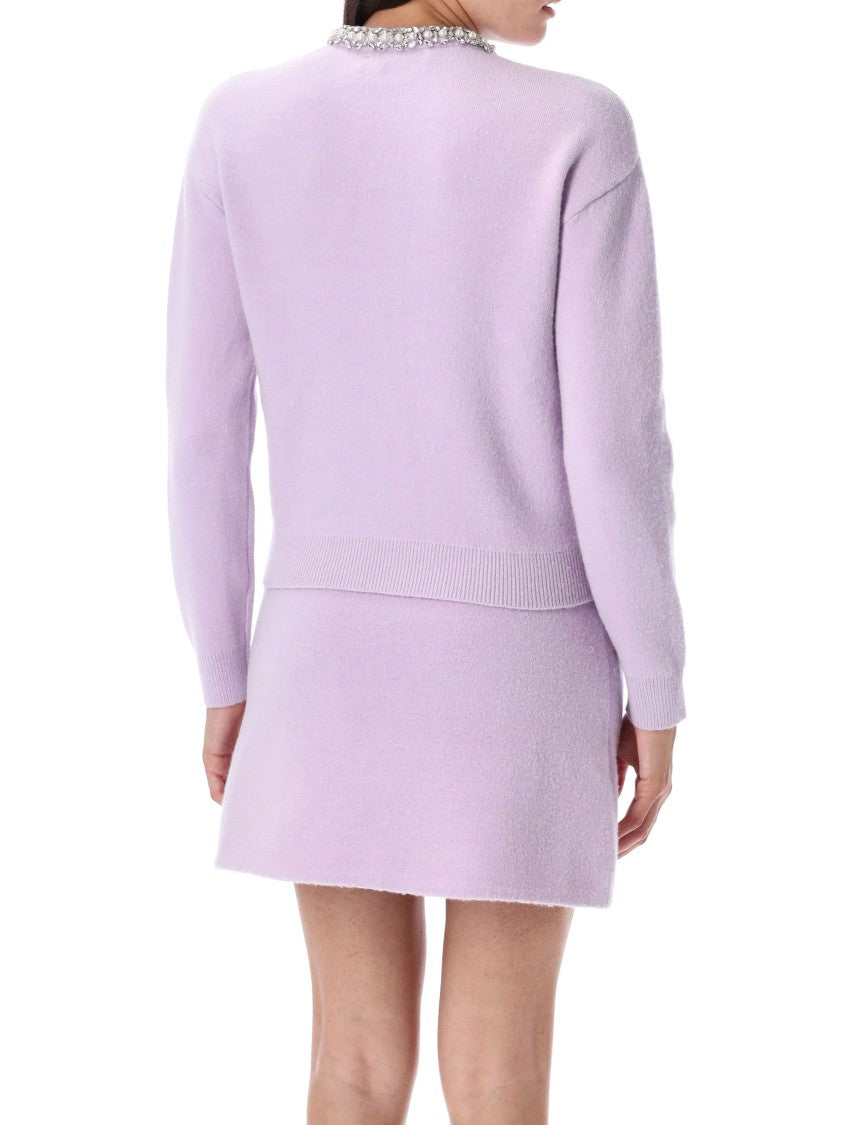 Self-Portrait Crystal Trim Cardigan