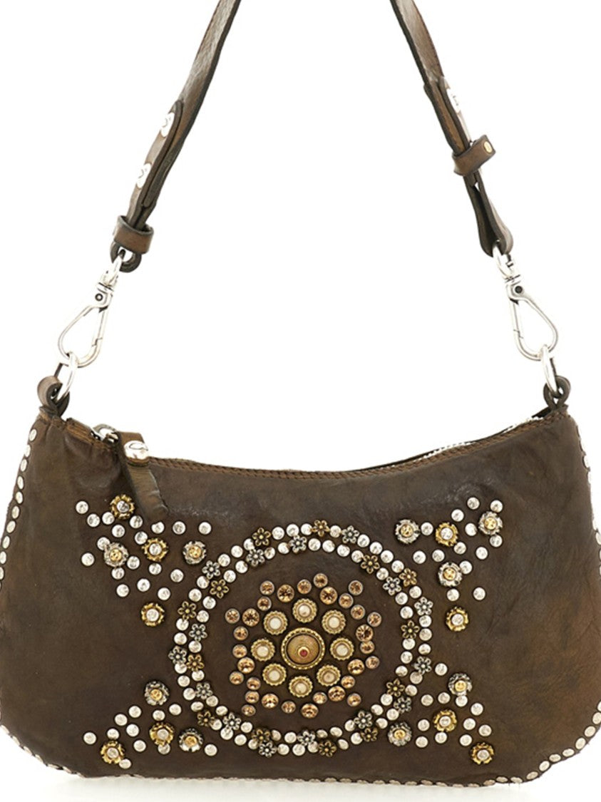 Campomaggi Teresa Textured Crescent Studded Handbag