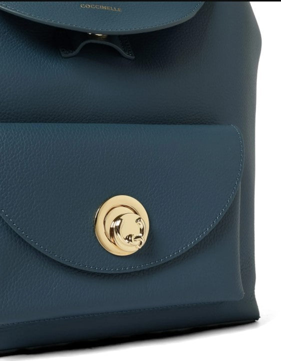 Coccinelle Textured Leather Backpack With Gold-Tone Details