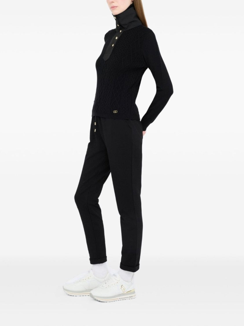 Liu Jo Classic Black Sweater With Round Neckline