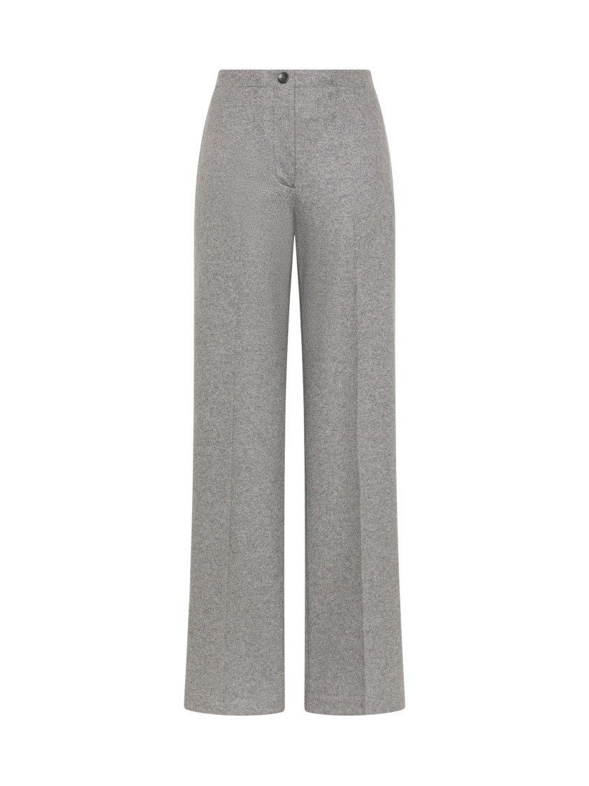 Seventy Venezia Compressed Knit High-Waisted Wide-Leg Wool Flared Pants