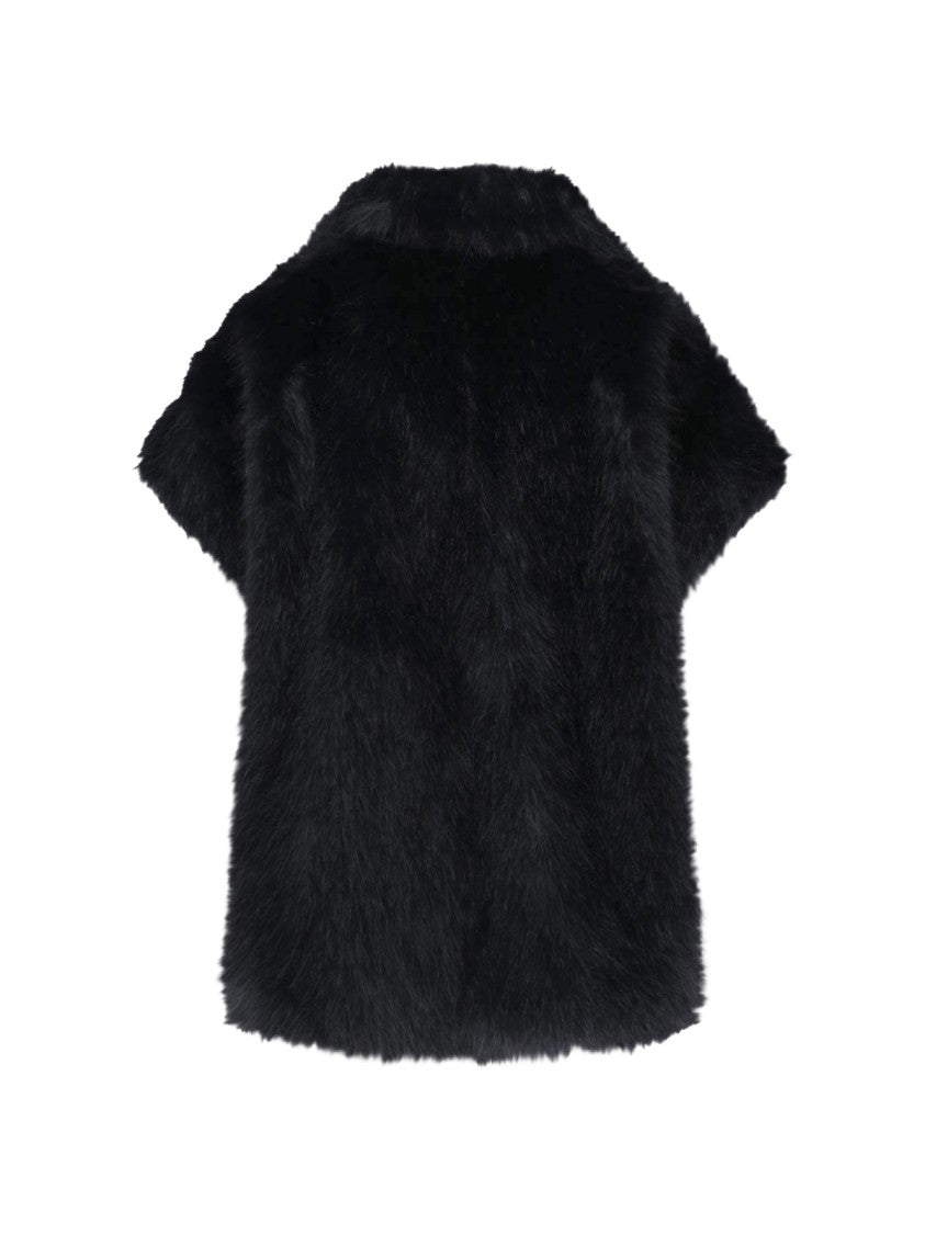 Herno Black Short-Sleeved Faux Fur Jacket