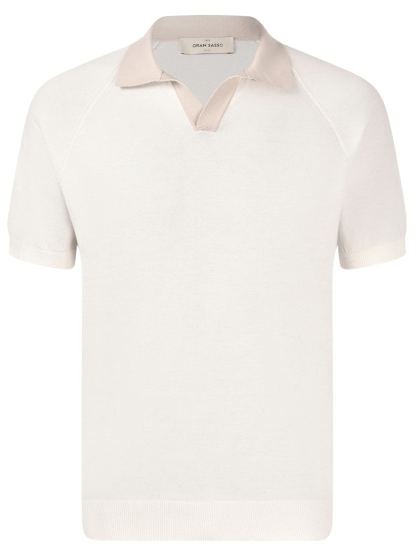 Gran Sasso Beige V Neck Polo Shirt