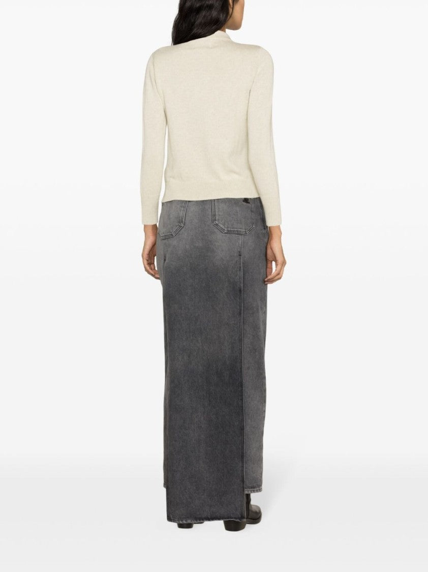 Isabel Marant Étoile Long-Sleeve Knit Polo Top With Distinctive Abstract Patch