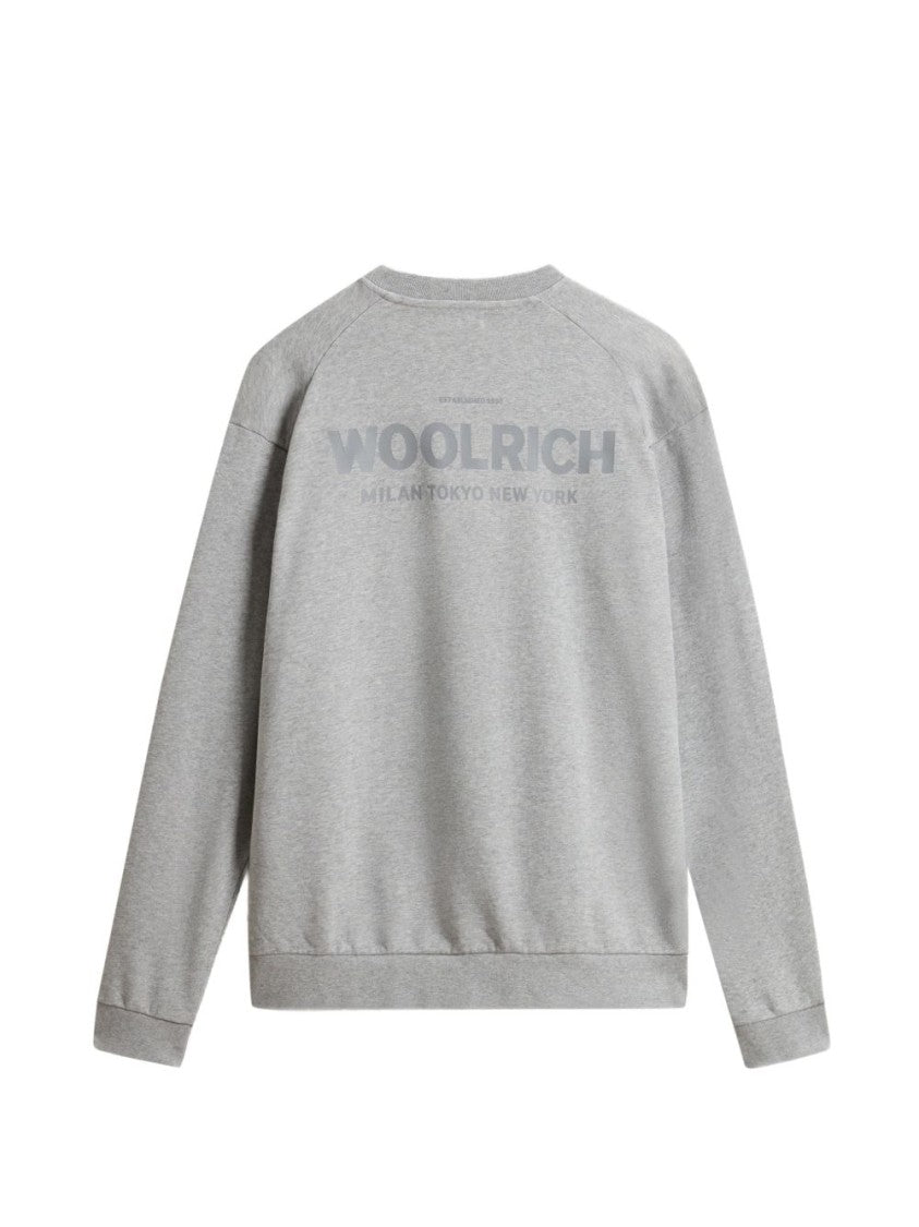 Woolrich Crew Neck Sweater With Ribbed Cuffs And Logo Detail
