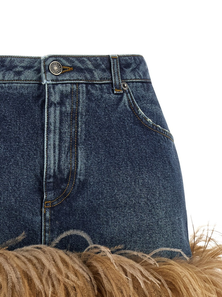 Dolce & Gabbana Feather Denim Skirt