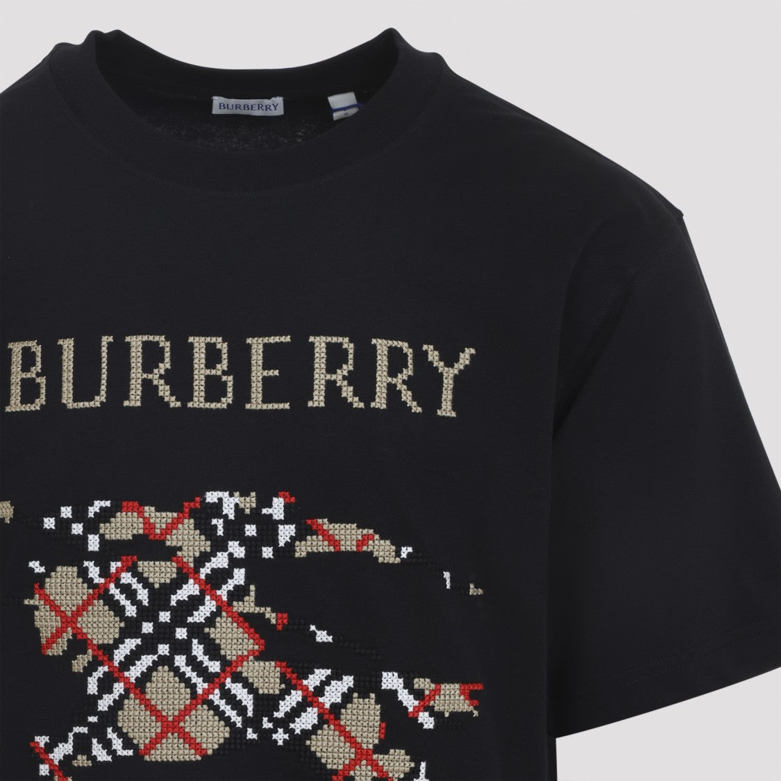 Burberry Embroidered Black T-Shirt With Animal Motif