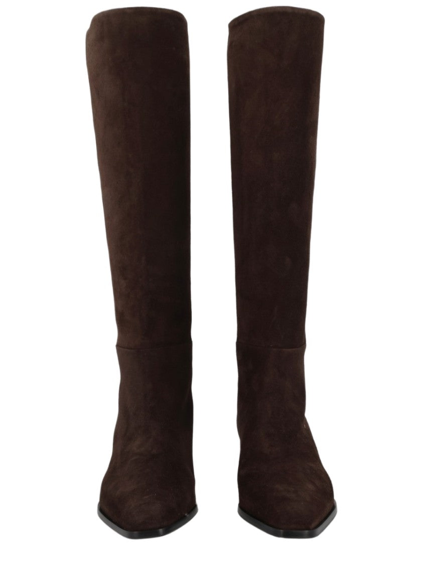 Aeydē Brown Sleek Tall Cow Suede Boots