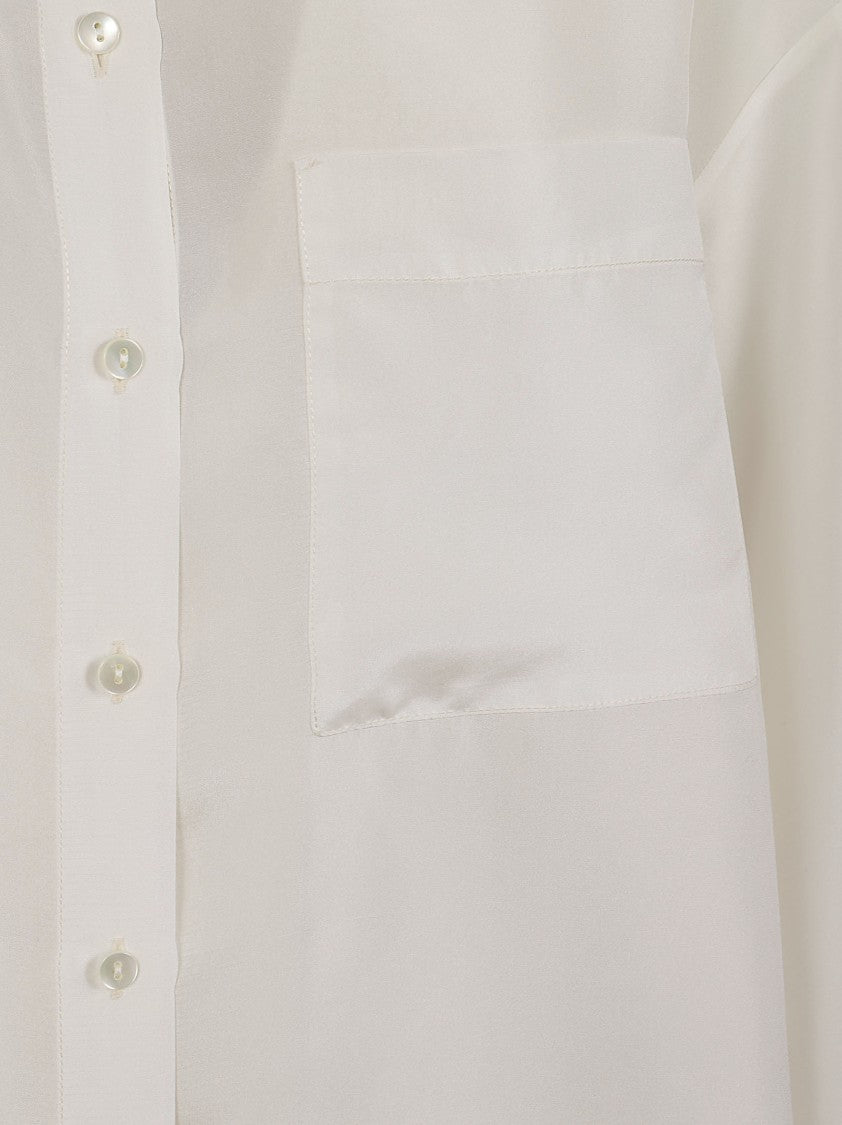 Antonelli Firenze Flowing Silk Shirt With Satin Finish And Patch Pocket