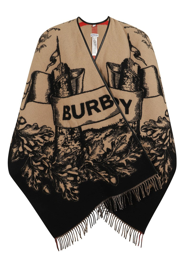 Burberry Reversible Bold Knight Printed Wool Cape