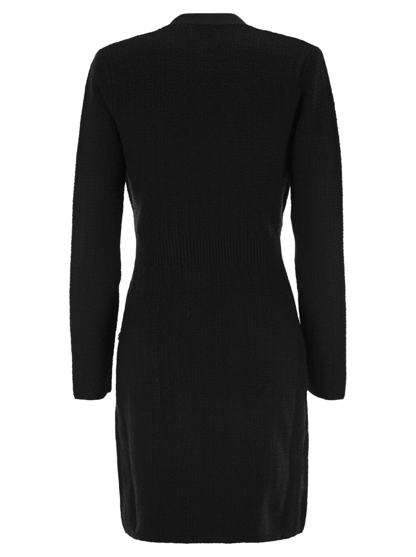 Elisabetta Franchi Robe Manteau In Bouclé Wool With Embroidery