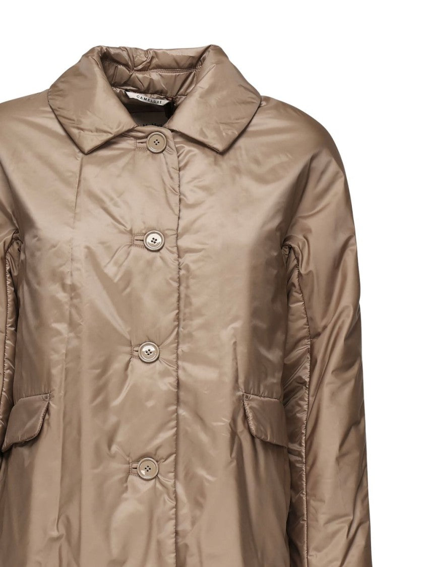 Max Mara Honey-Toned Quilted Coat With Button Closure
