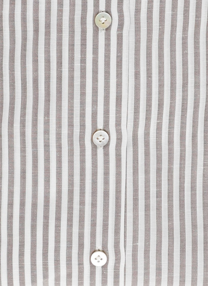 Borriello Brown Striped Cotton Casual Shirt