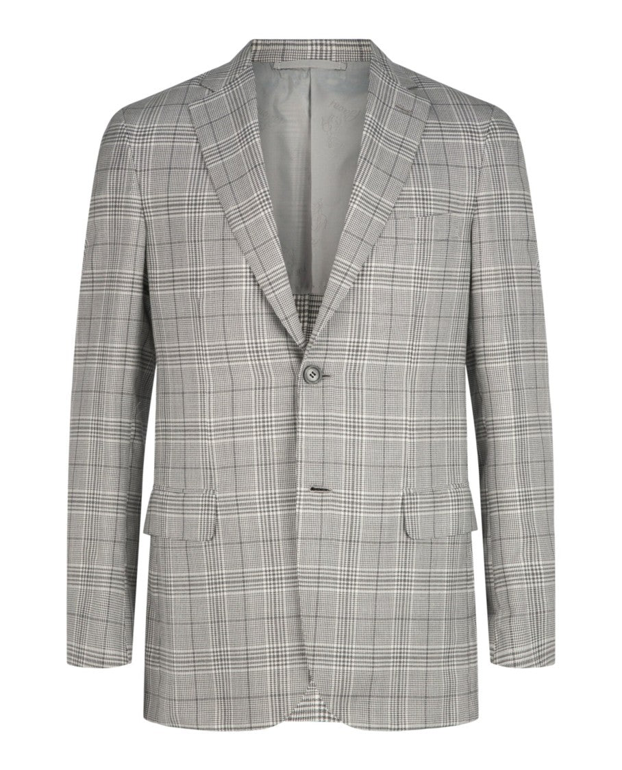 Brioni Houndstooth Single-Breasted Blazer With Notched Lapels