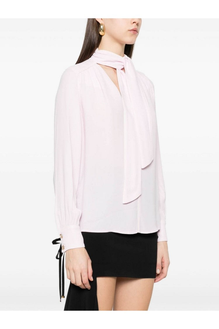 Elisabetta Franchi Pink Tie-Neck Viscose Blouse