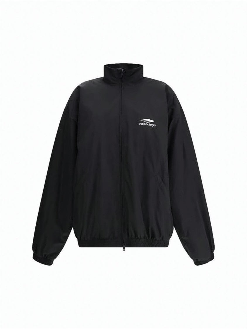 Balenciaga Minimalist Black Zip-Up Jacket With Elastic Details