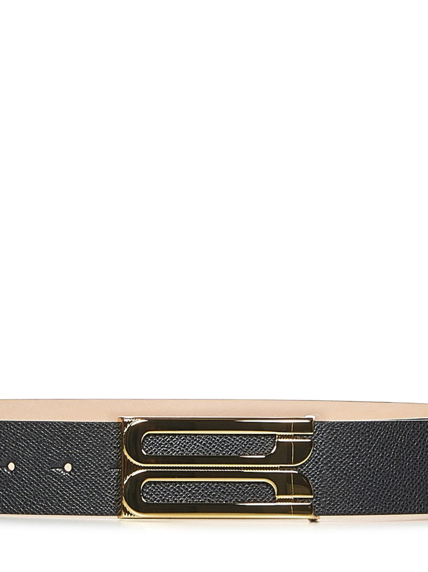 Victoria Beckham Calfskin Belt With Gold-Plated Buckle