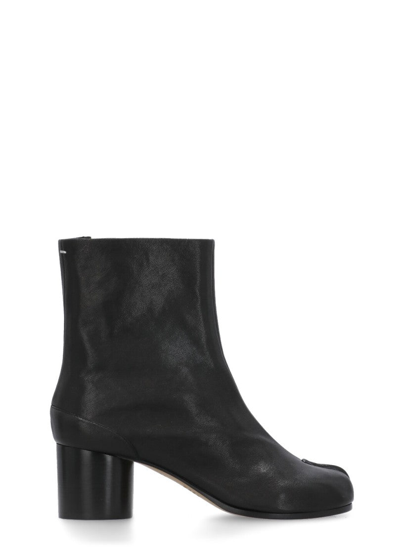 Maison Margiela Black Tabi Cylindrical-Heel Leather Boots