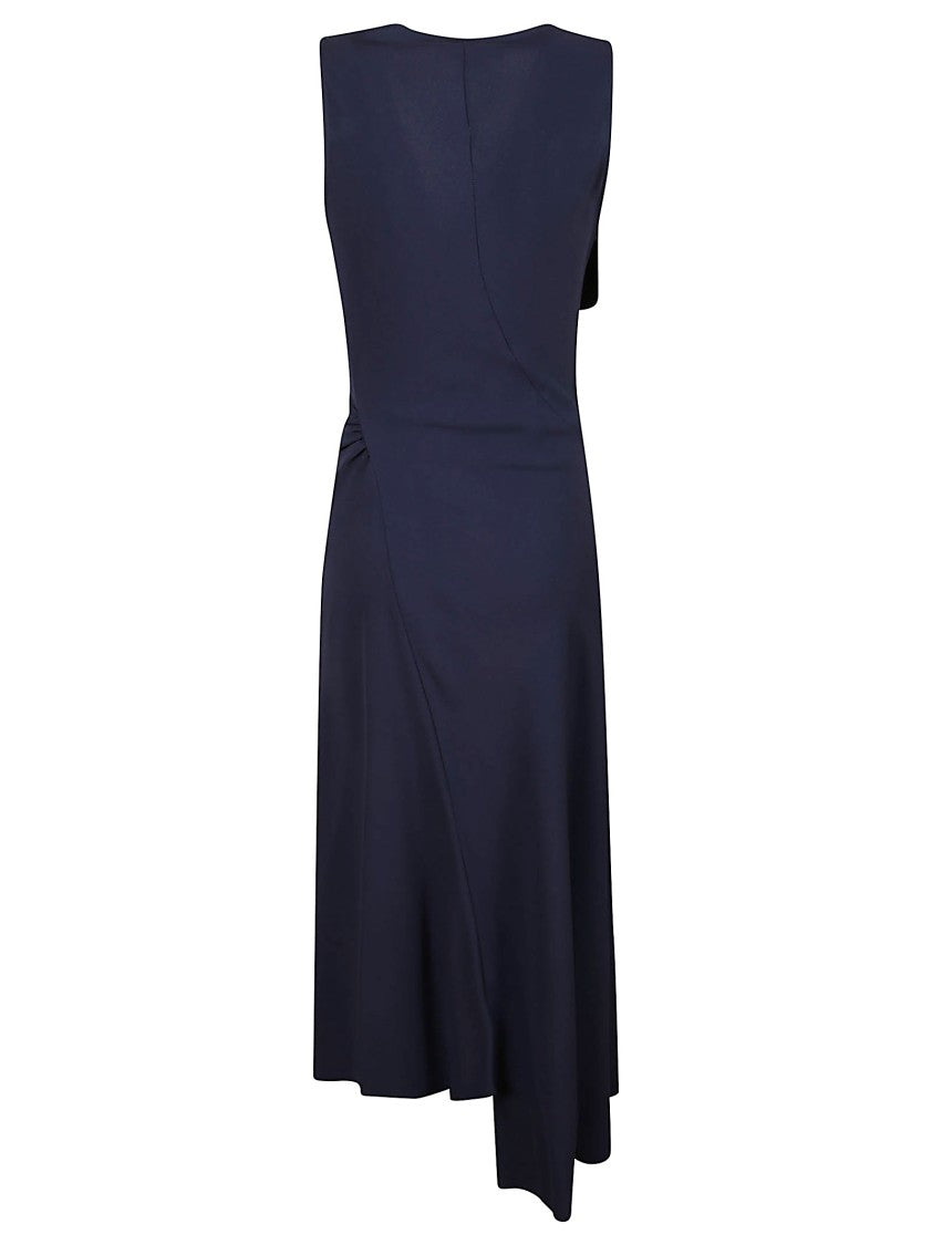 Victoria Beckham Sleeveless Draped V Neck Midi