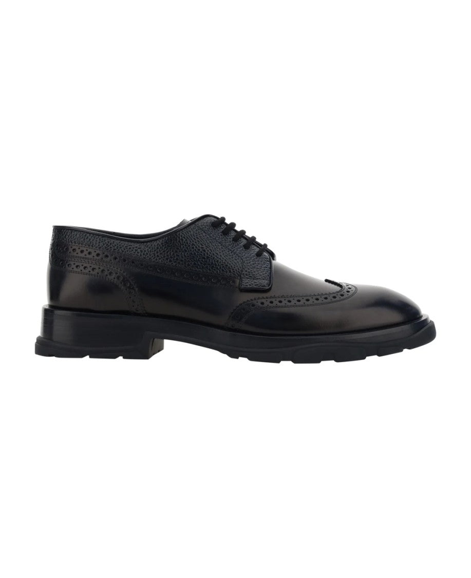 Alexander Mcqueen Black Leather Flat Shoes