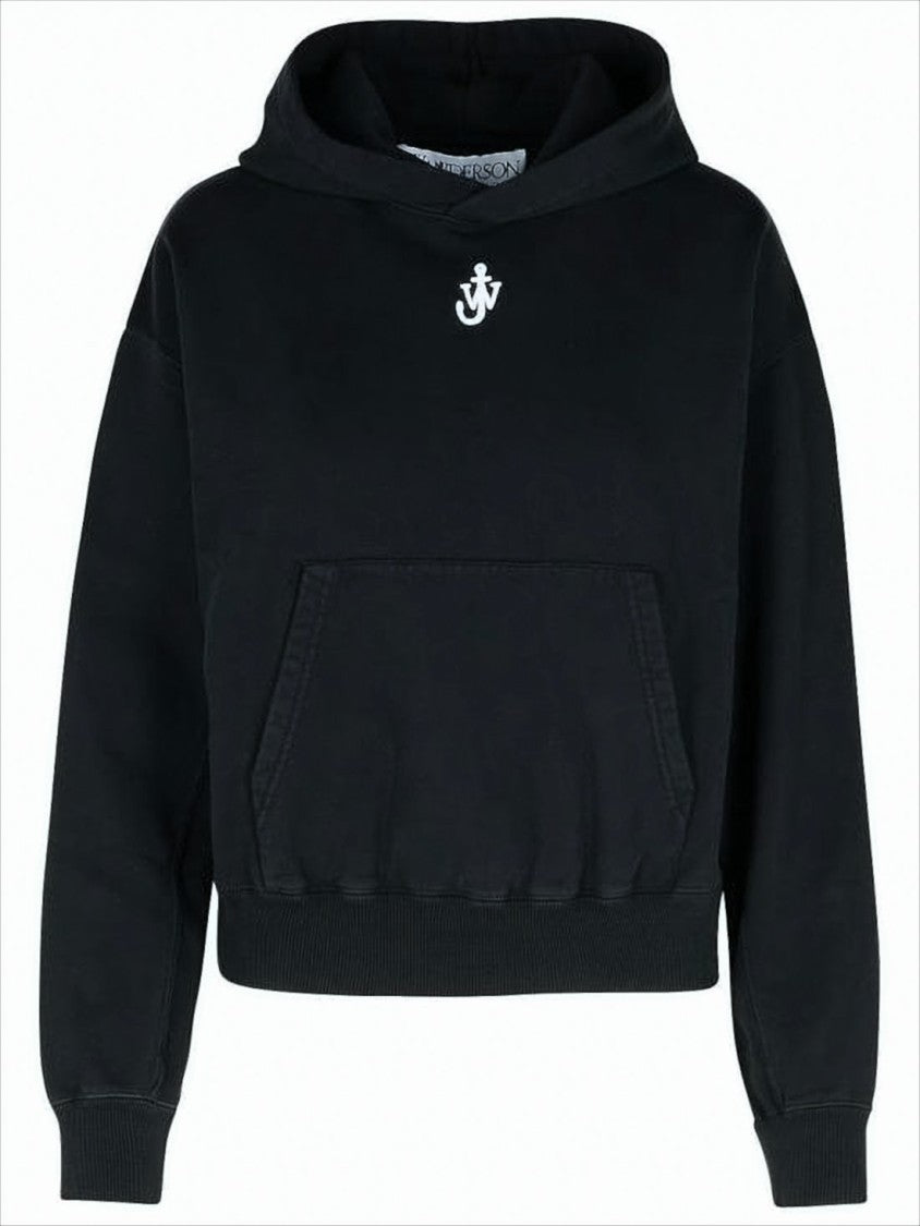J. W. Anderson Cropped Hooded Sweatshirt In Soft Cotton Fabric