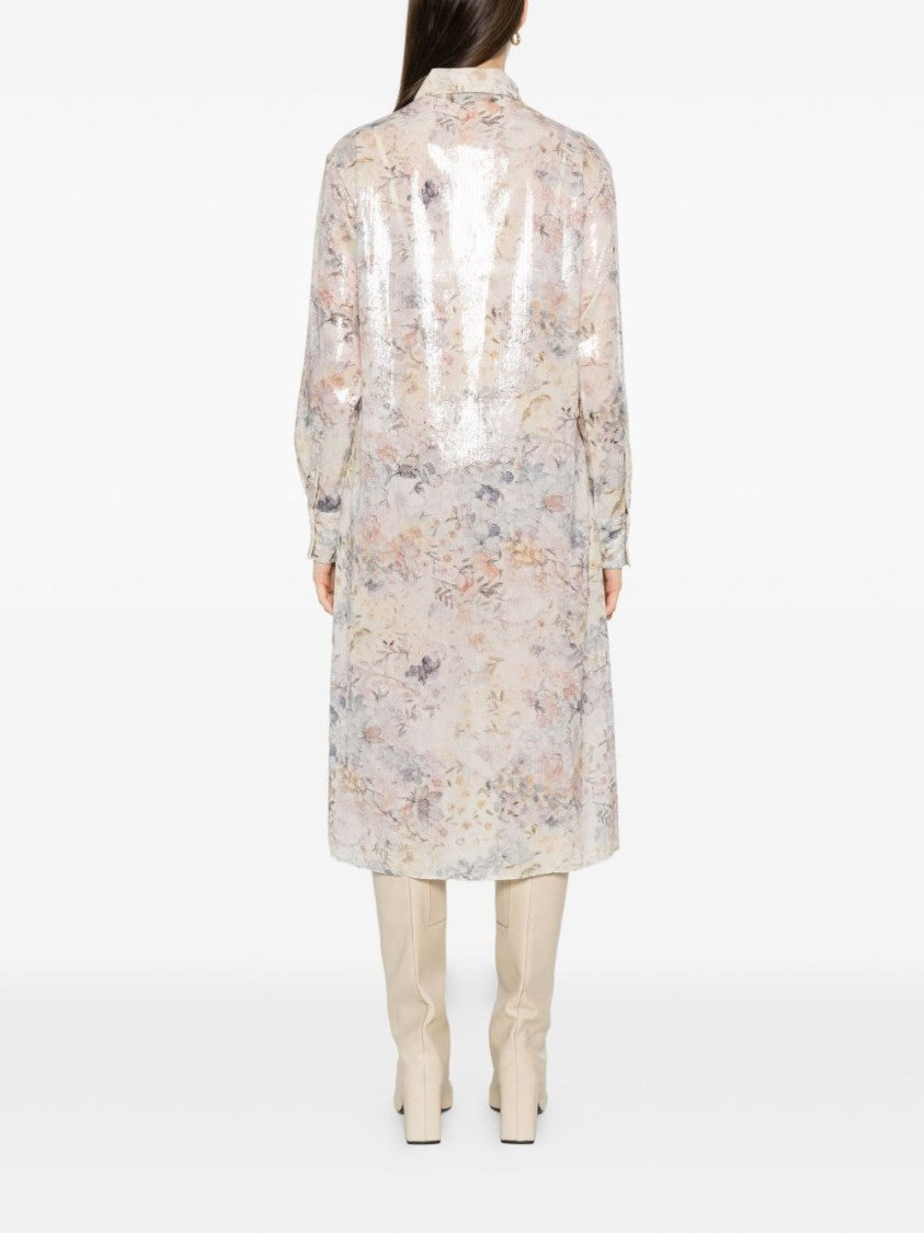 Golden Goose Floral Midi Dress With Subtle Shimmer