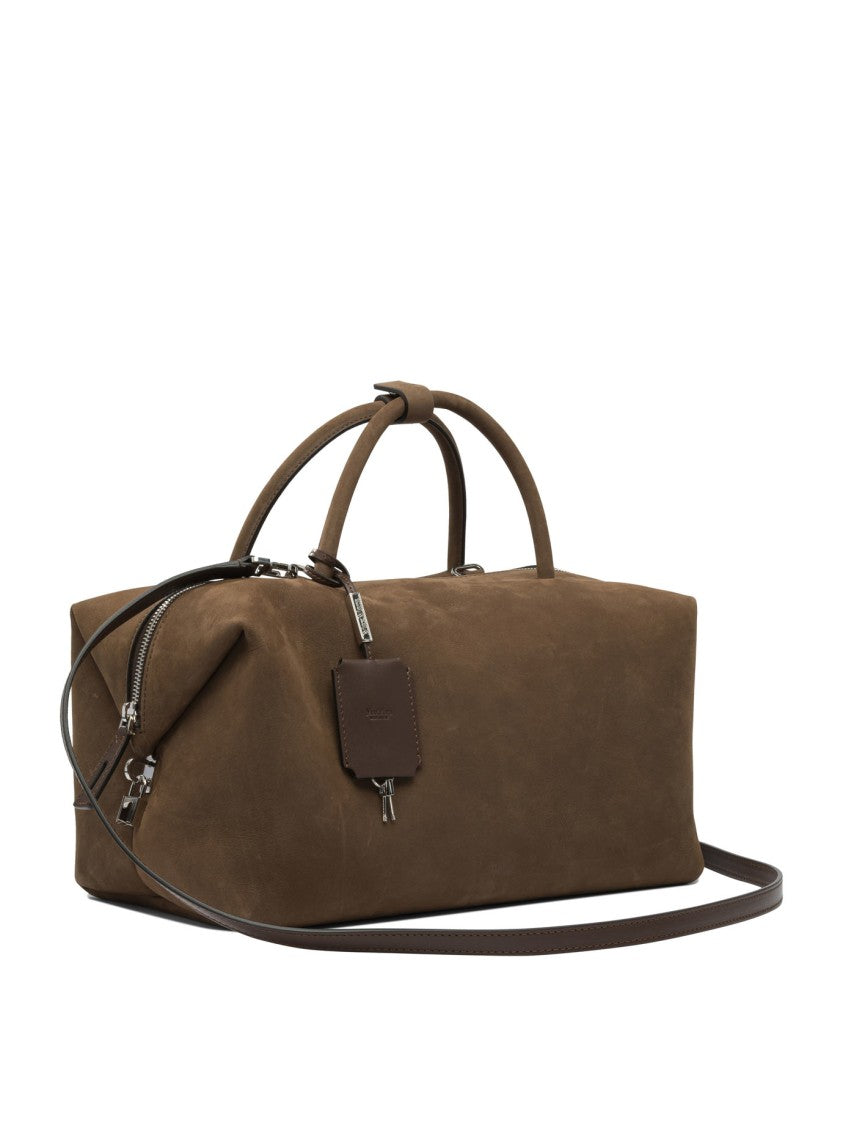 Max Mara Structured Calfskin Nubuck Leather Satchel Handbag