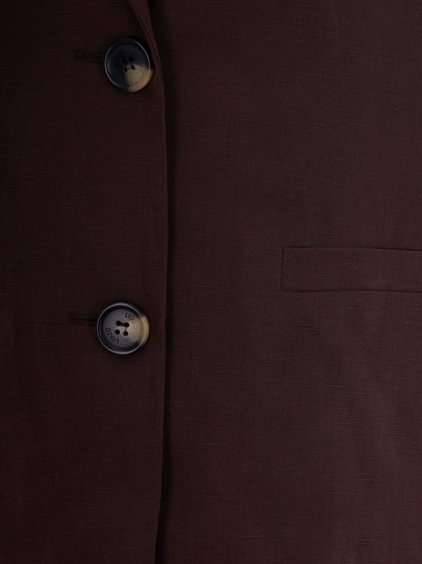 Liu Jo Brown Solid Fabric Boxy Vest Jacket