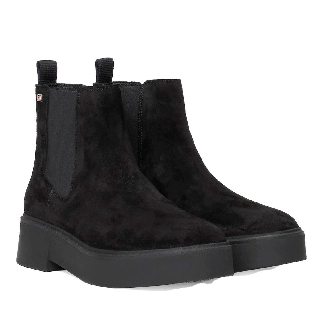 Tommy Hilfiger Black Sleek Chunky Rubber Sole Suede Chelsea Boots