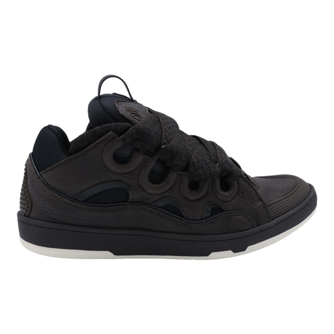 Lanvin Black Textured Herringbone Lace Sneakers