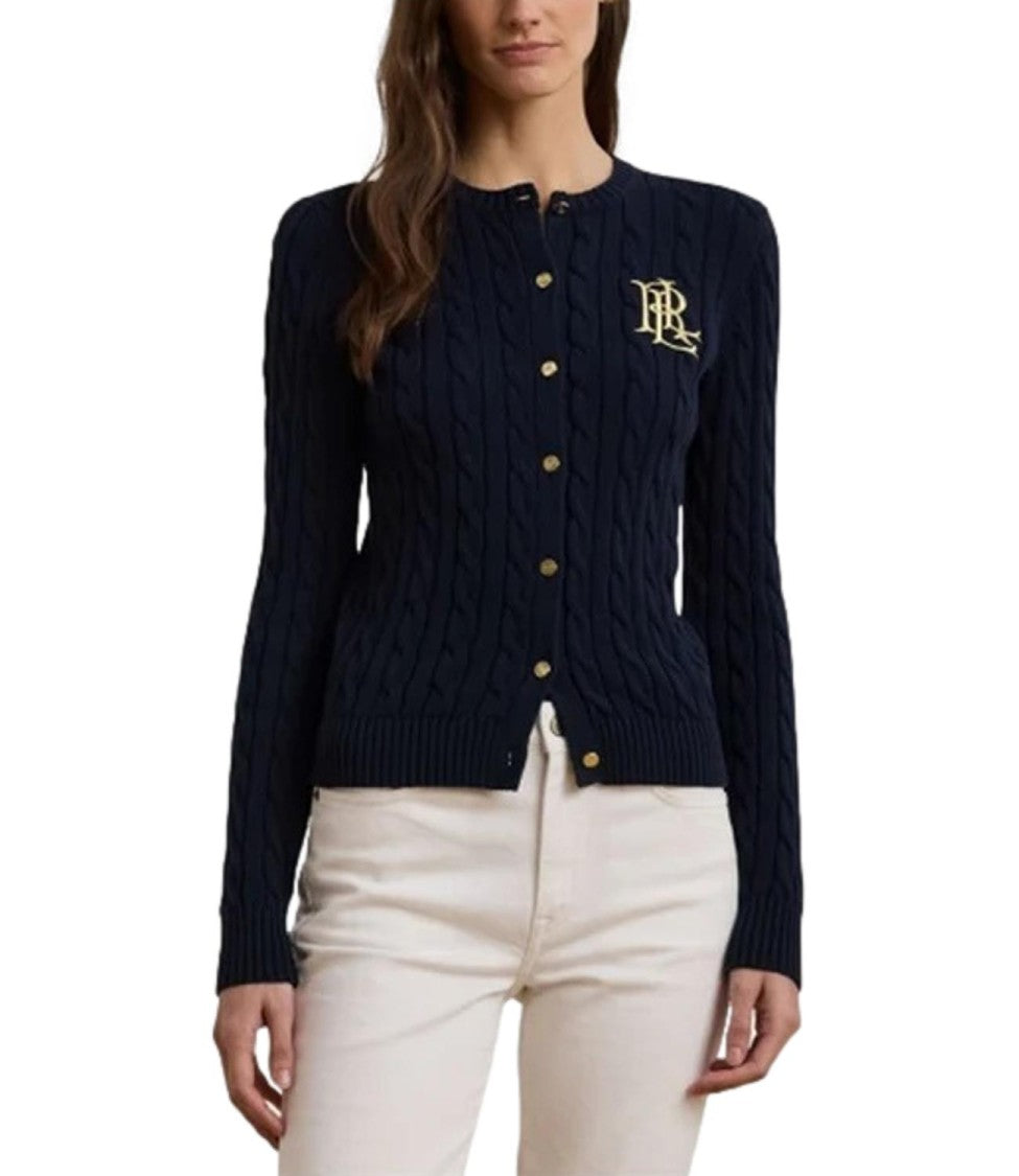 Lauren Ralph Lauren Ralhan Long Sleeve Cardigan – Navy Cotton