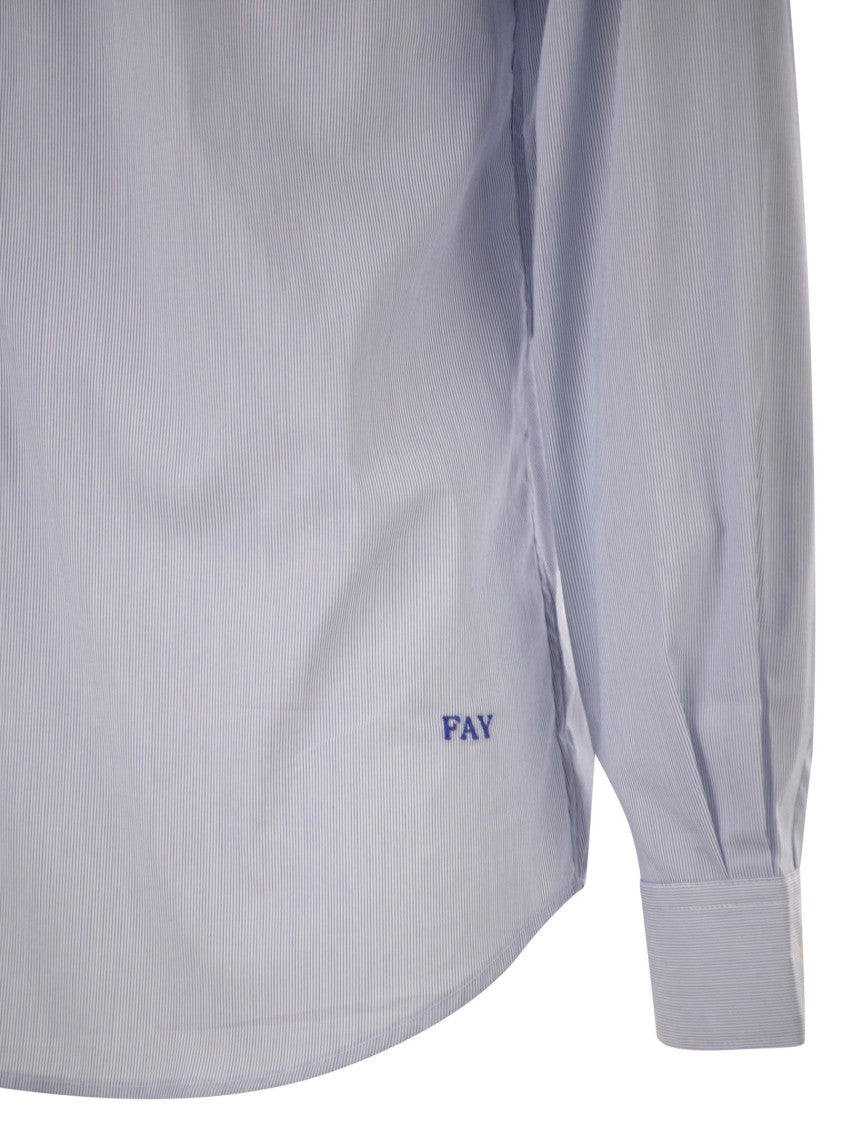 Fay Regular Fit Shirt In Striped Stretch Jersey