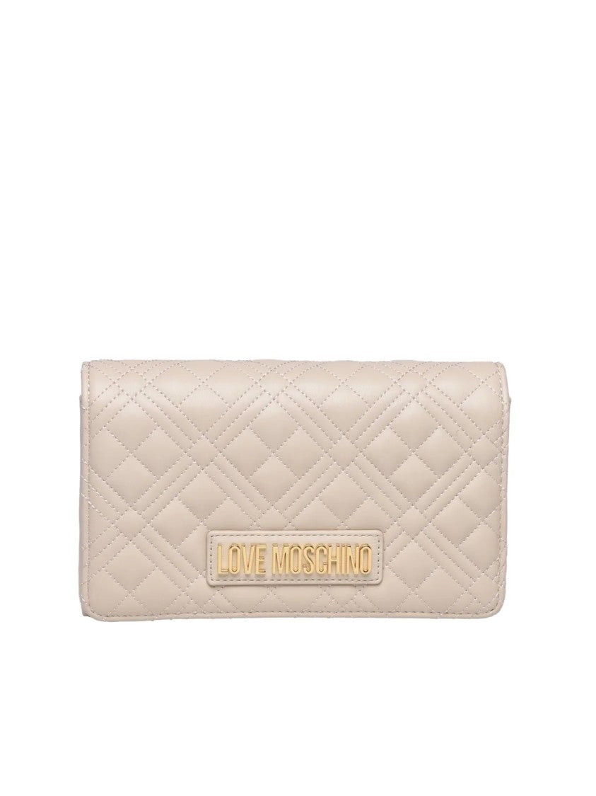Love Moschino Rectangular Quilted Crossbody Bag With Gold Chain Strap