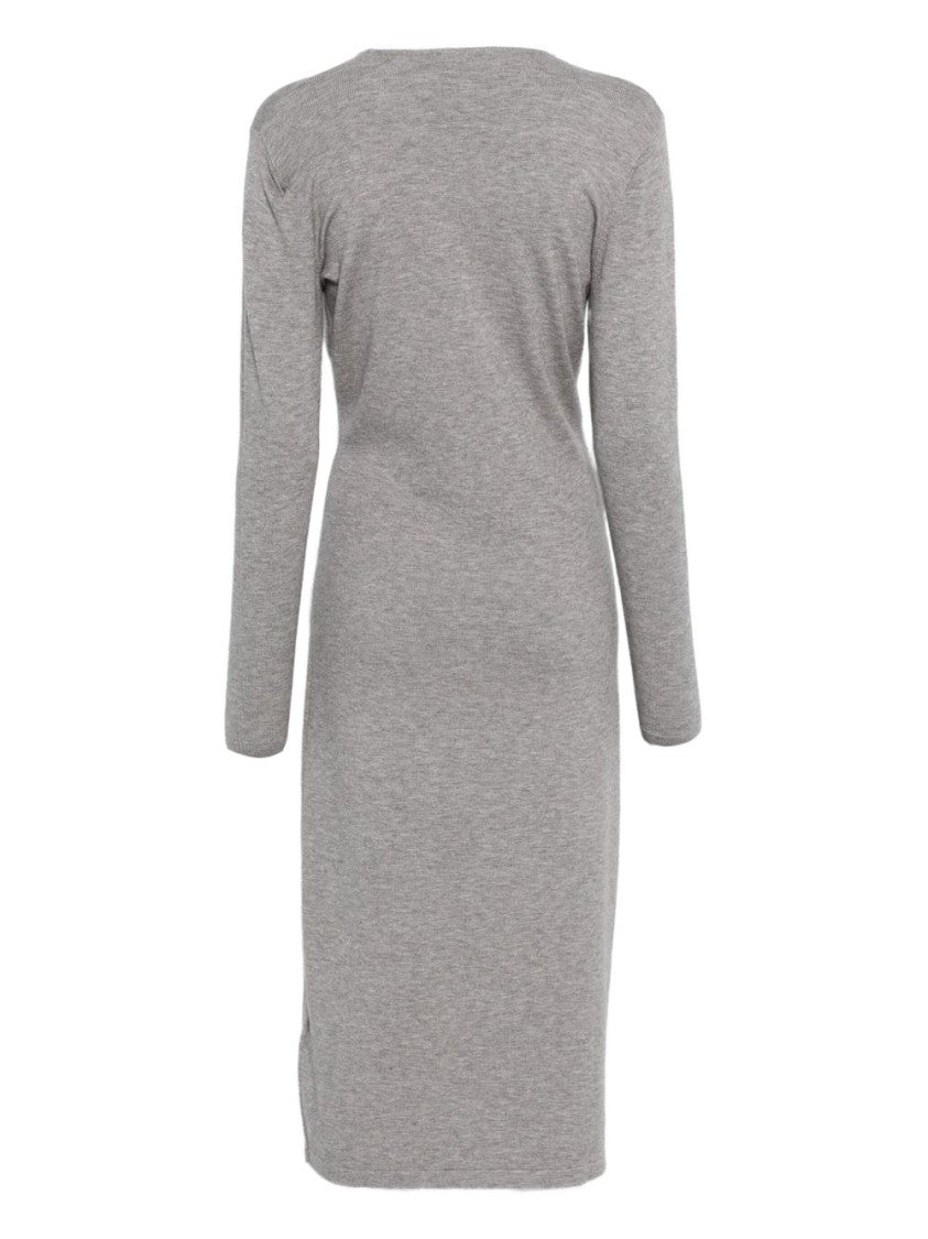 Seventy Sergio Tegon Midi Gray Dress With Fitted Silhouette