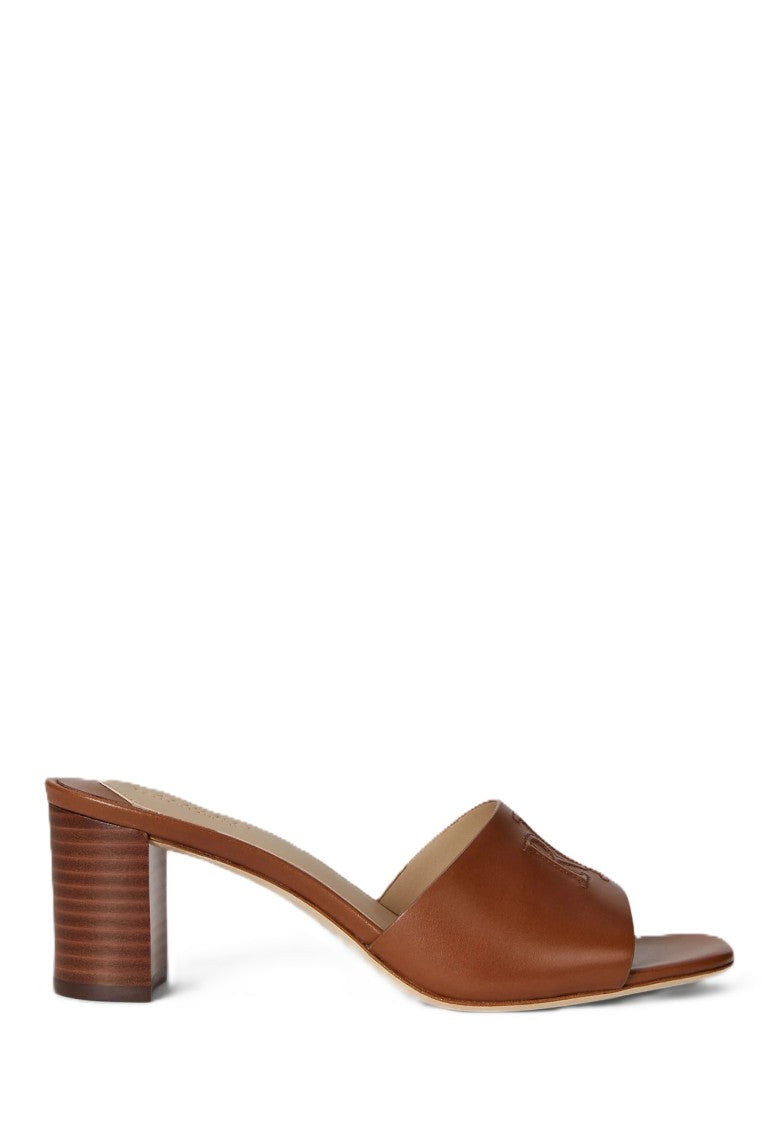 Lauren Ralph Lauren Brown Everley Heel Leather Sandals