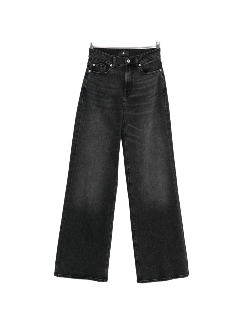 7 For All Mankind High-Waisted Wide-Leg Faded Jeans