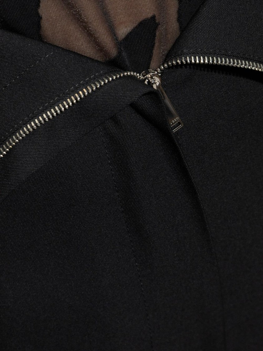 Alexander Mcqueen Tailored Black Trousers With High Fold-Over Waist And Flared Silhouette