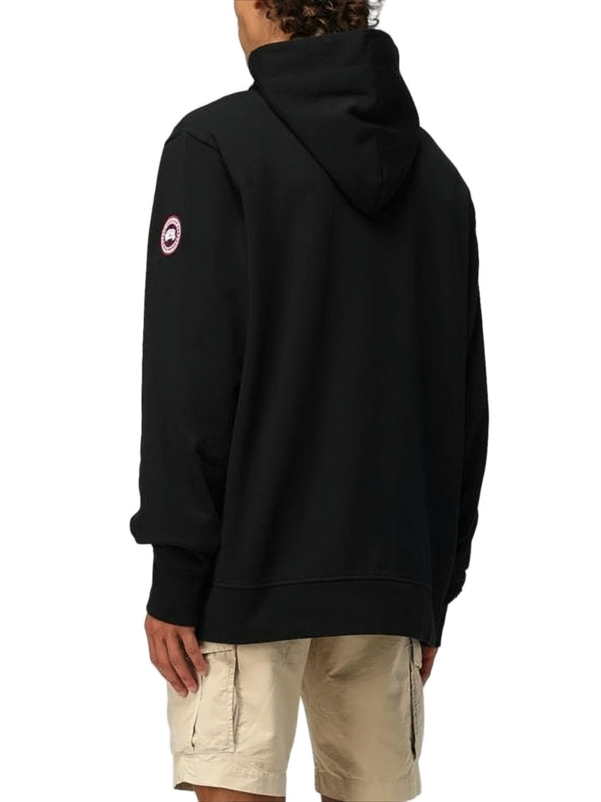 Canada Goose Black Zip-Up Hoodie With Circular Logo Patch