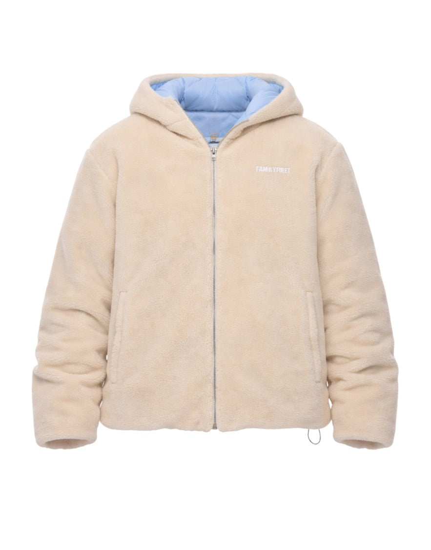 Family First Beige Teddy Bomber Jacket With Hood Zip