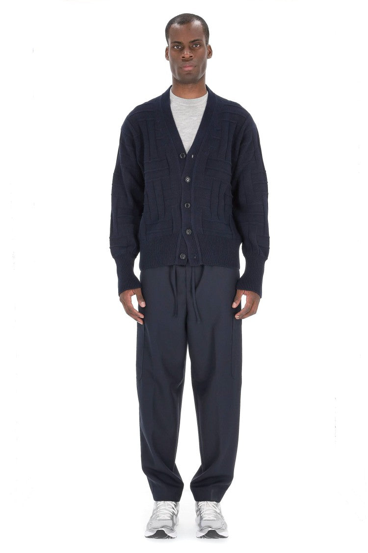 Kenzo Cropped Fit Weave Wool Cardigan