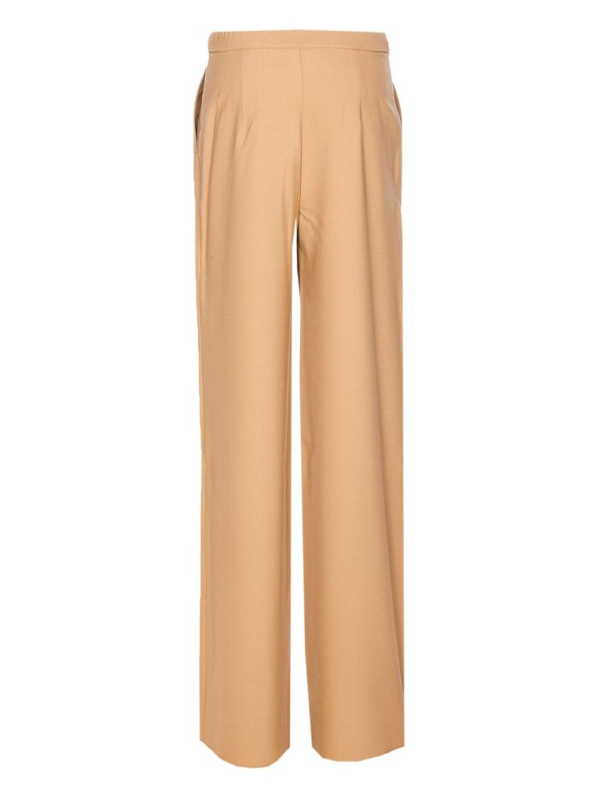 Max Mara Wide-Leg Trousers In Smooth Camel Stretch Wool Twill